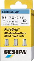 Gesipa 1464888 Popmoer (Ø x l) 7 mm x 13.5 mm M5 RVS 50 stuk(s) - thumbnail