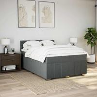 Boxspring met matras stof donkergrijs 140x200 cm - thumbnail