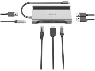 Hama USB-C Hub Connect2Mobile Multiport 7 Ports USB Hub Grijs