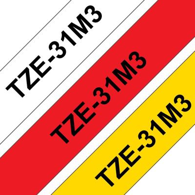Labeltape Brother TZe, TZ TZe-31M3 Tapekleur: Wit, Geel, Rood Tekstkleur:Zwart 12 mm 8 m Labeltape Brother TZe, TZ TZe-31M3 Tapekleur: Wit, Geel, Rood Tekstkleur:Zwart 12 mm 8 m