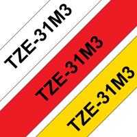 Labeltape Brother TZe, TZ TZe-31M3 Tapekleur: Wit, Geel, Rood Tekstkleur:Zwart 12 mm 8 m - thumbnail