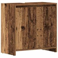 Wastafelkast 60x33x60 cm bewerkt hout oud houtkleurig - thumbnail