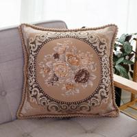 Geborduurde retro Home Bank Cushion kussensloop grootte: 58 * 58cm zonder kern (koffie) - thumbnail