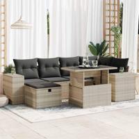8-delige Loungeset met kussens poly rattan lichtgrijs - thumbnail