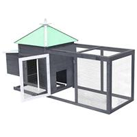 Kippenhok met nestkast 193x68x104 massief vurenhout grijs - thumbnail