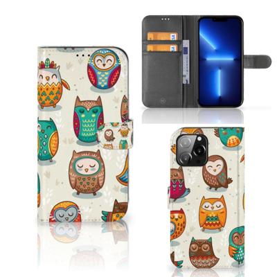 iPhone 13 Pro Max | Telefoonhoesje | Met pasjeshouder | Vrolijke Uilen iPhone 13 Pro Max | Telefoonhoesje | Met pasjeshouder | Vrolijke Uilen