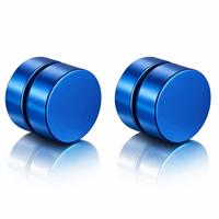 Magnetische Stud oorbellen Blauw 8mm - thumbnail