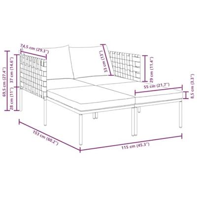 Ligstoel Antraciet 153 x 115 x 69.5 cm Gepoedercoat staal