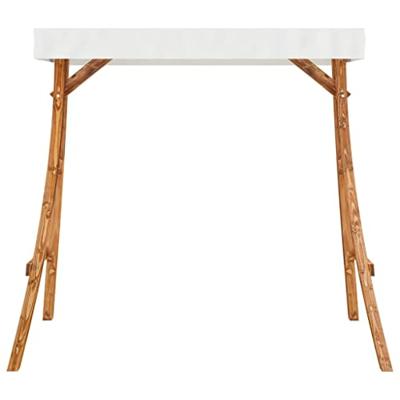 VidaXL Schommelframe met crèmekleur dak gebogen hout met teakafwerking
