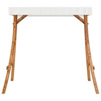 VidaXL Schommelframe met crèmekleur dak gebogen hout met teakafwerking - thumbnail