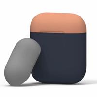 Driekleur dropproof draadloze koptelefoon Oplaaddoos beschermende case voor Apple AirPods 1/2 (grijs oranje donkerblauw) - thumbnail