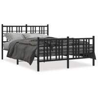 Bedframe met hoofd- en voeteneinde metaal zwart 140x190 cm - thumbnail