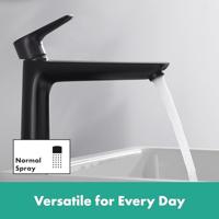 Wastafelmengkraan Talis E 240 HansGrohe Eengreeps met Trekwaste Mat Zwart - thumbnail