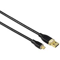 Hama Adapterkabel, USB A – Micro USB B (USB A, Micro USB B, stekker/stekker, goud, zwart) - thumbnail