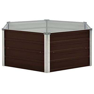 Plantenbak verhoogd 129x129x46 cm gegalvaniseerd staal bruin Plantenbak verhoogd 129x129x46 cm gegalvaniseerd staal bruin