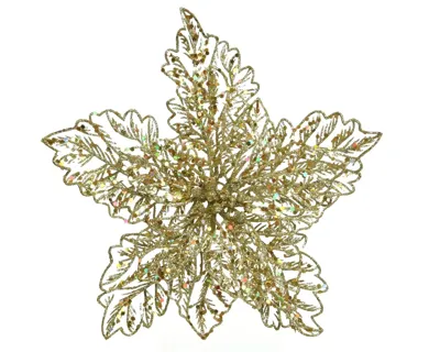 Poinsettia plastic d23,50h10 cm goud Everlands - Everlands