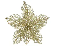 Poinsettia plastic d23,50h10 cm goud Everlands - Everlands - thumbnail