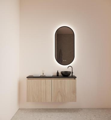 Fonteinmeubel BWS Meadow 100x50 cm Kastanje Eiken Incl. Topplaat Mat Zwart