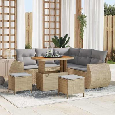 Tuinbankenset 8 pcs Beige poly rattan