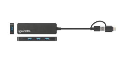 Manhattan 180863 USB 3.2 Gen 1-hub 4 poorten Zwart