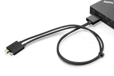 Split Cable - Thunderbolt-kabel (M) (M) - Thunderbolt 3 - 67 cm - zwart - CRU - voor ThinkPad L13 Gen 2; L13 Yoga Gen 2; P17 Gen 2; T14 Gen 2; T15g Gen 2; X1 Extreme Gen 4