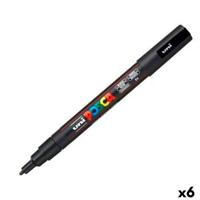 Paintmarker uni posca pc3m f zwart | 6 stuks - thumbnail