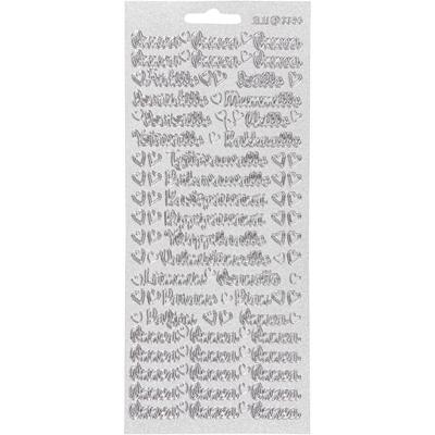 Creativ Company Stickers, onnea/aidille, vel 10x23 cm, zilver, 1 vel