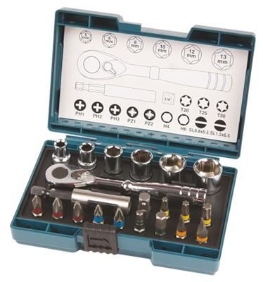 Makita B-54081 B-54081 Dopsleutelset 1/4 21-delig