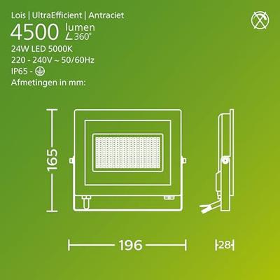 Philips LED Lois 929004643101 LED-buitenschijnwerper 24 W Lichtkleur (naam): Koudwit Philips LED Lois 929004643101 LED-buitenschijnwerper 24 W Lichtkleur (naam): Koudwit