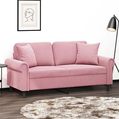 Tweezitsbank met sierkussens 140 cm fluweel roze