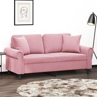 Tweezitsbank met sierkussens 140 cm fluweel roze - thumbnail