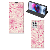 Motorola Moto G100 Smart Cover Pink Flowers - thumbnail