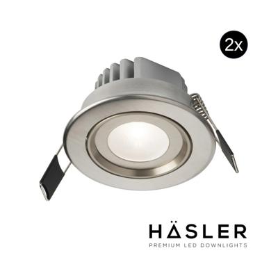 Inbouwspot Häsler Tarragona Incl. Fase Aansnijding Dimbaar 8 cm 4 Watt Helder Wit RVS Set 2x Inbouwspot Häsler Tarragona Incl. Fase Aansnijding Dimbaar 8 cm 4 Watt Helder Wit RVS Set 2x
