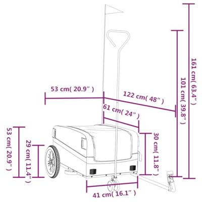 Fietstrailer 30 kg ijzer zwart en blauw - thumbnail