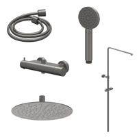 Regendoucheset IVY Bond Opbouw Thermostatisch 20 cm Slim Satin Handdouche Geborsteld Metal Black PVD - thumbnail