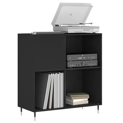 Platenkast 84,5x38x89 cm bewerkt hout zwart