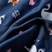 Kinderjurk met lange mouwen zwanenprint 128 marineblauw - thumbnail