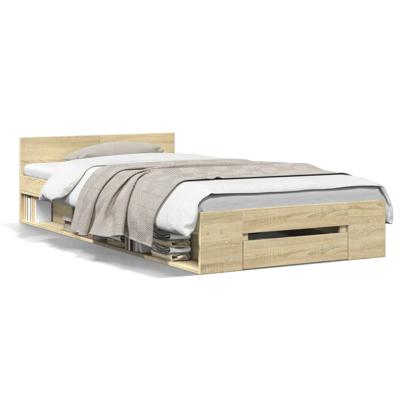 Bedframe met lades bewerkt hout sonoma eikenkleurig 120x190 cm