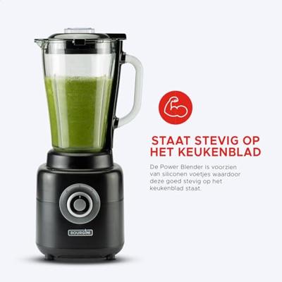 Power Blender - 1,75L Glazen kan - 1000W + 700ml Sportfles