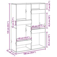 Boekenkast 100x33x135 cm bewerkt hout gerookt eikenkleurig - thumbnail