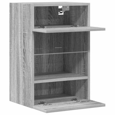 Wandkasten met LED-verlichting voor tv 2 st 40x30x60,5 cm grijs sonoma eiken