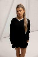 Couture Club Deep V-Neck Ribbed LS Jurk Dames Zwart - Maat XXS - Kleur: Zwart | Soccerfanshop - thumbnail