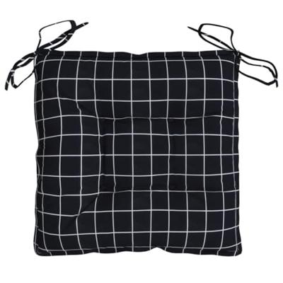 VidaXL Stoelkussens 2 st ruitpatroon 40x40x7 cm stof zwart VidaXL Stoelkussens 2 st ruitpatroon 40x40x7 cm stof zwart