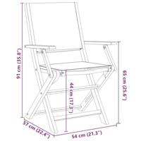 Tuinstoelen 2 st massief acaciahout en stof taupe - thumbnail