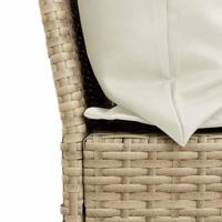 Tuinbank met kussens poly rattan beige - thumbnail