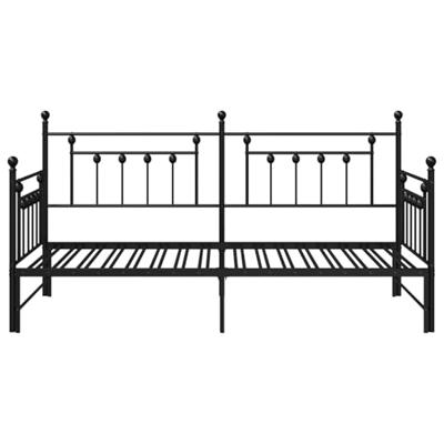 Bedframe voor een daybed met hoofdeinde Zwart 90 x 200 cm Staal