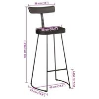 Barkrukken 2 st 49x43x103 cm massief mangohout zwart - thumbnail