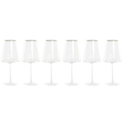 Vlak glas voor champagne en cava Home ESPRIT Transparant Gouden Kristal 400 ml (6 Stuks)
