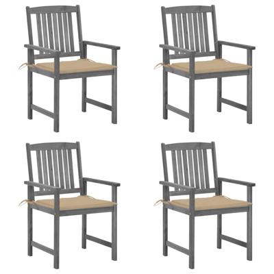 Tuinstoelen 4 st met kussens massief acaciahout grijs