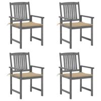 Tuinstoelen 4 st met kussens massief acaciahout grijs - thumbnail